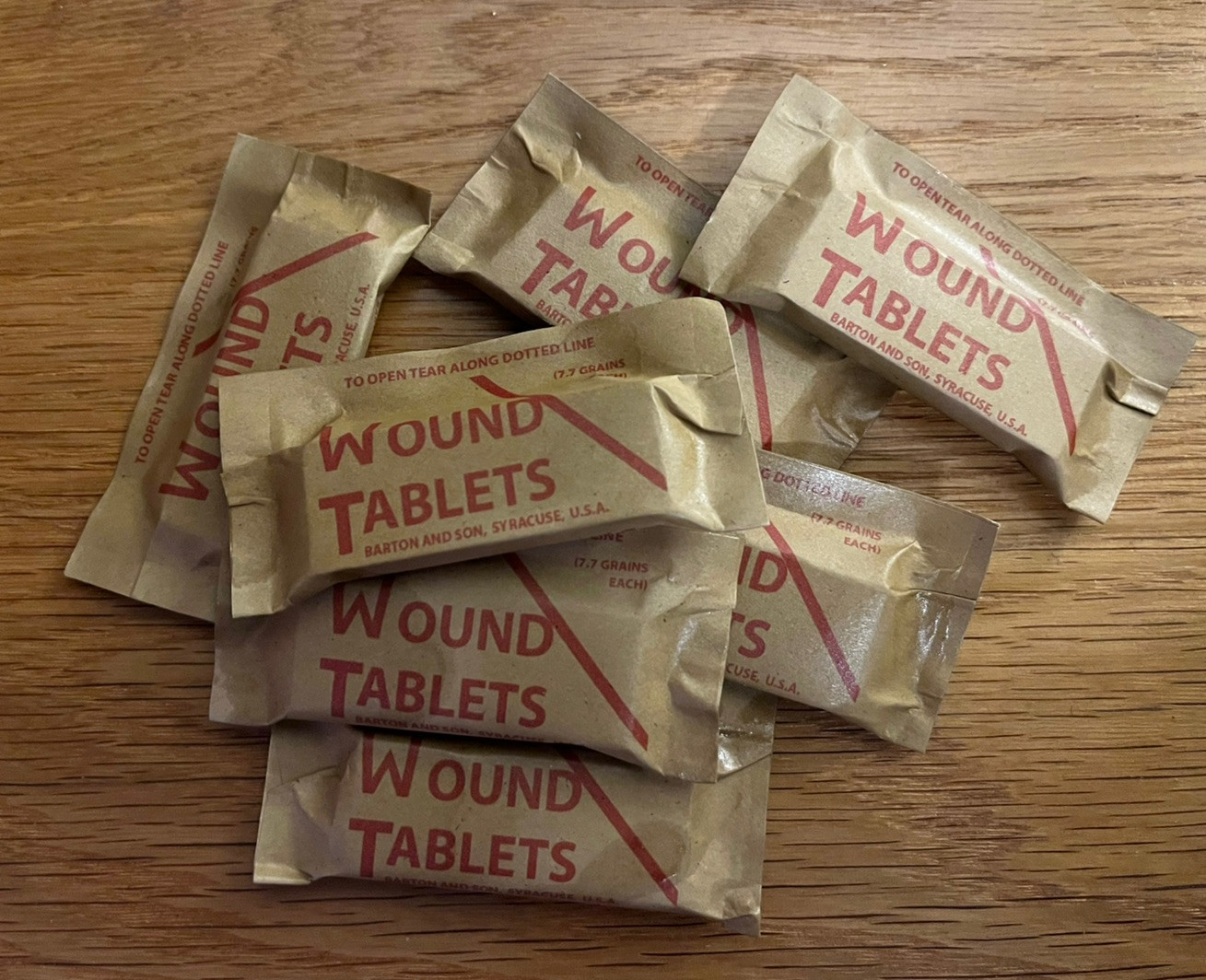 WWII US Wound Tablet LOT OF 80 Reproduction INERT