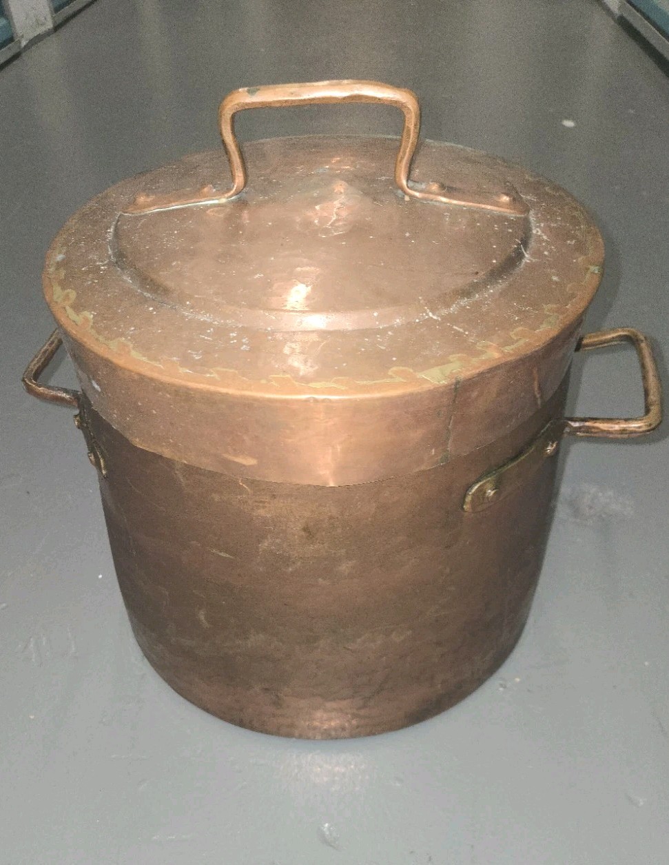 Large Heavy Antique Early 19th Century Dovetailed Copper Pot W Lid Large Heavy Antique Early 19th Century Dovetailed Copper Pot W Lid