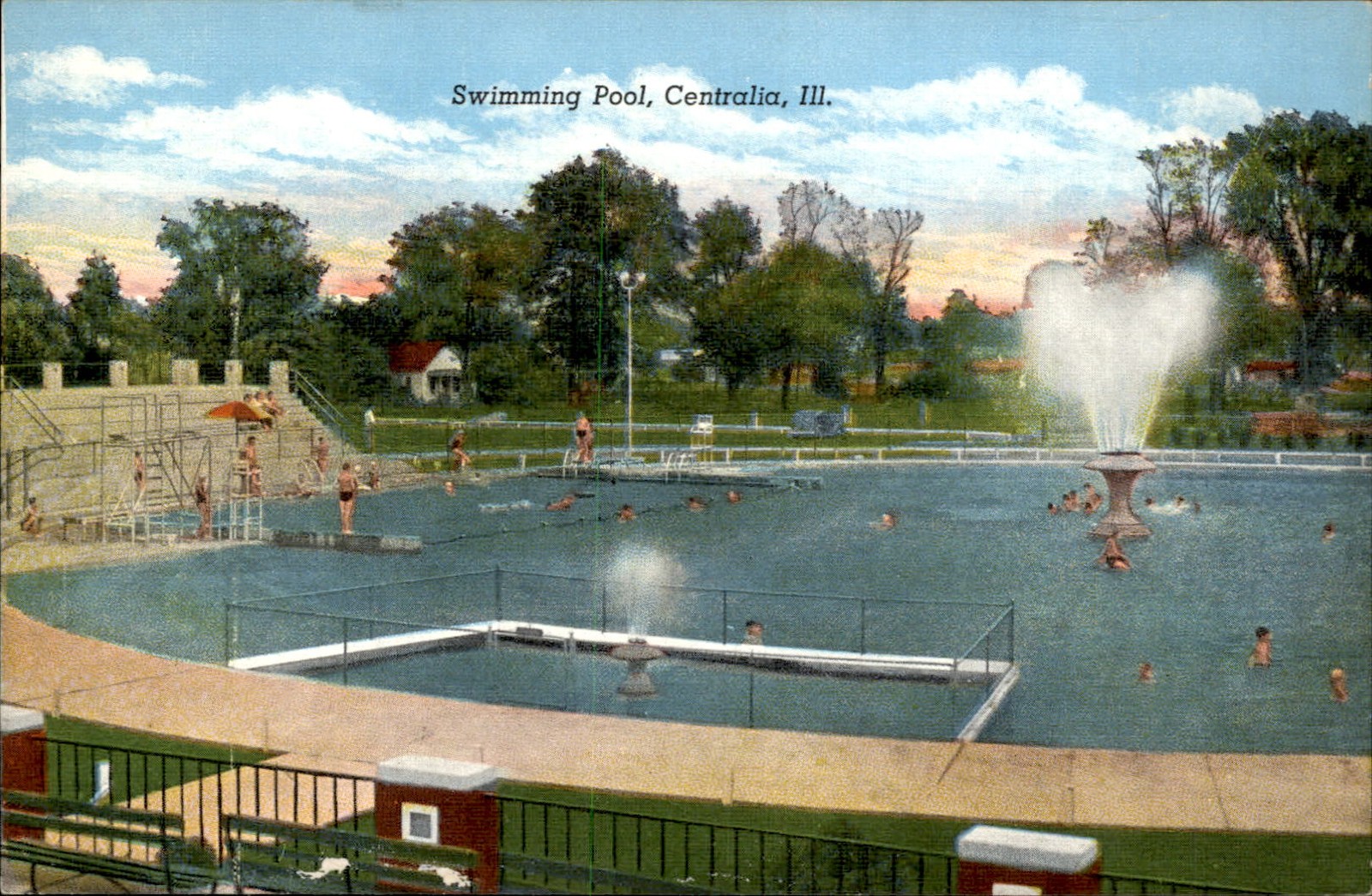 Centralia IL Illinois Swimming Pool c1930-50s Vintage Postcard