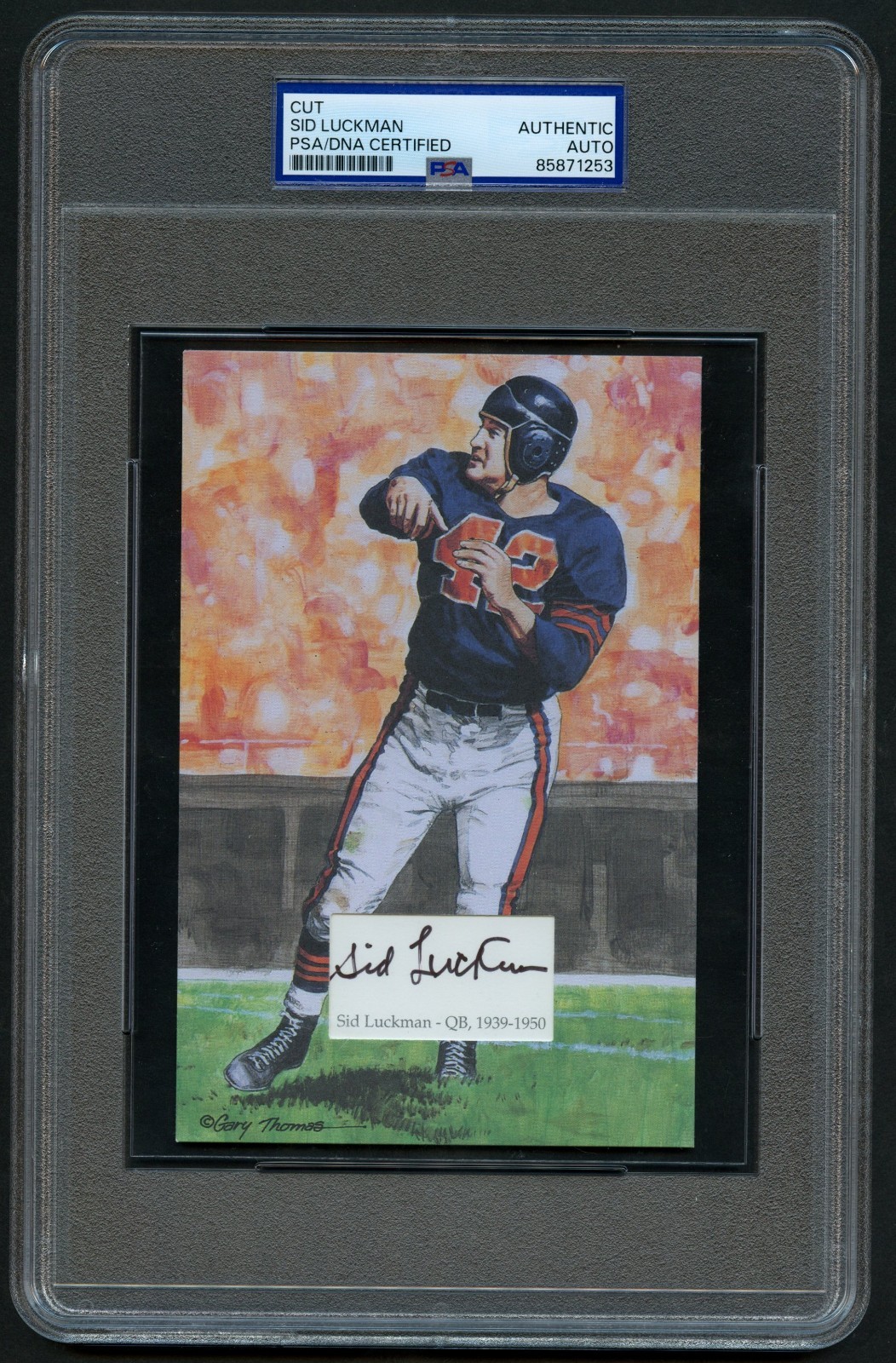 Sid Luckman signed autograph 4x6 Football Custom Cut PSA Slabbed Sid Luckman signed autograph 4x6 Football Custom Cut PSA Slabbed