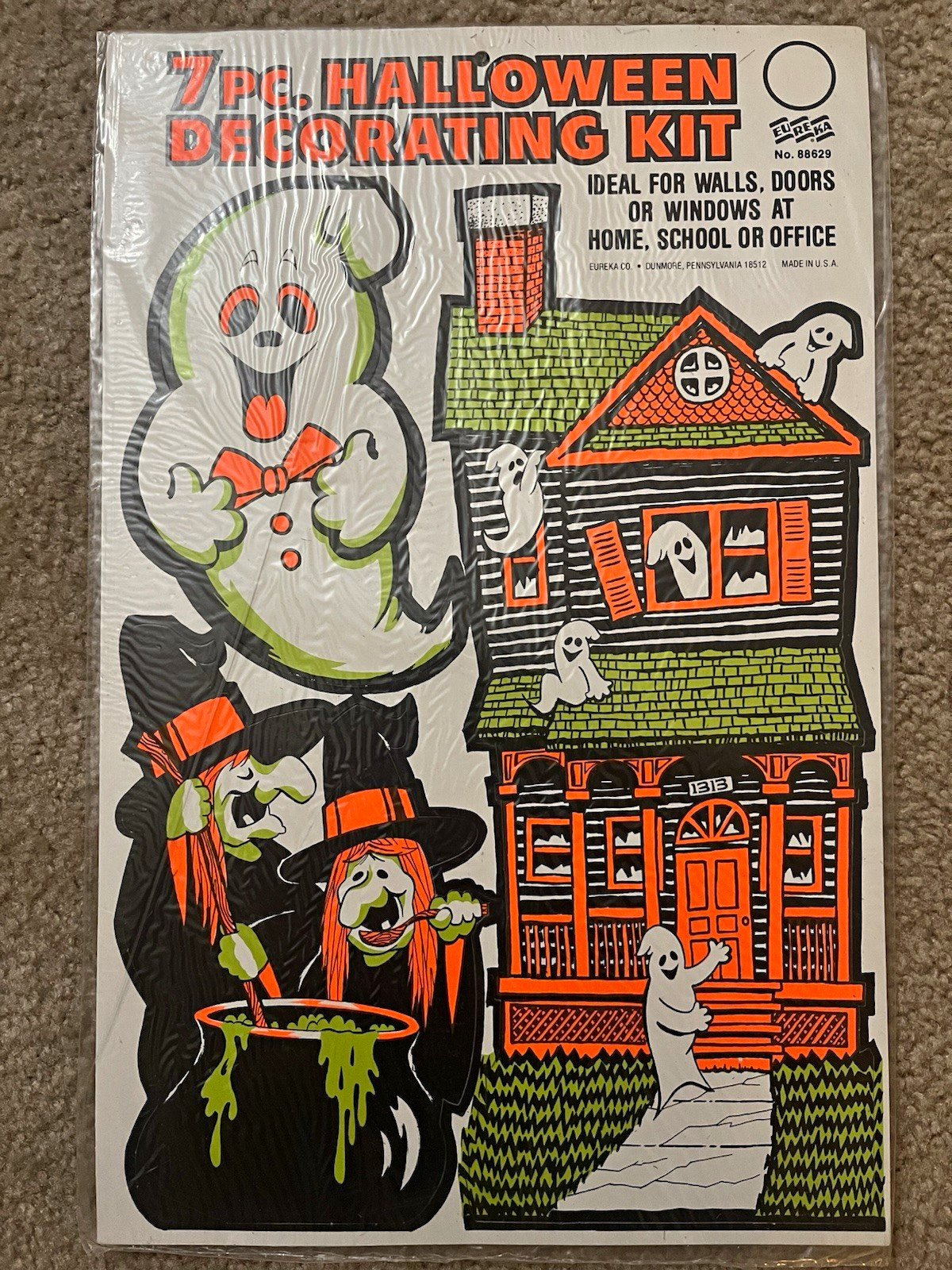 Eureka Halloween Paper Wall Decor Kit, 7 Pack Ghost Witch Pumpkin, Indoor Eureka Halloween Paper Wall Decor Kit, 7 Pack Ghost Witch Pumpkin, Indoor