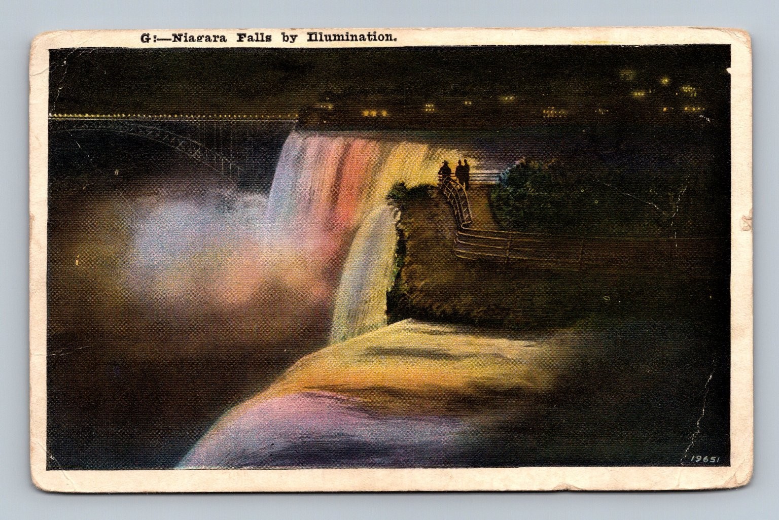 Vintage 1917 Niagara Falls Night Illumination Postcard Posted Vintage 1917 Niagara Falls Night Illumination Postcard Posted
