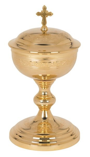 Etched Design Ciborium With Lid- Holds 250 hosts Christian Accessory Collectible Etched Design Ciborium With Lid- Holds 250 hosts Christian Accessory Collectible