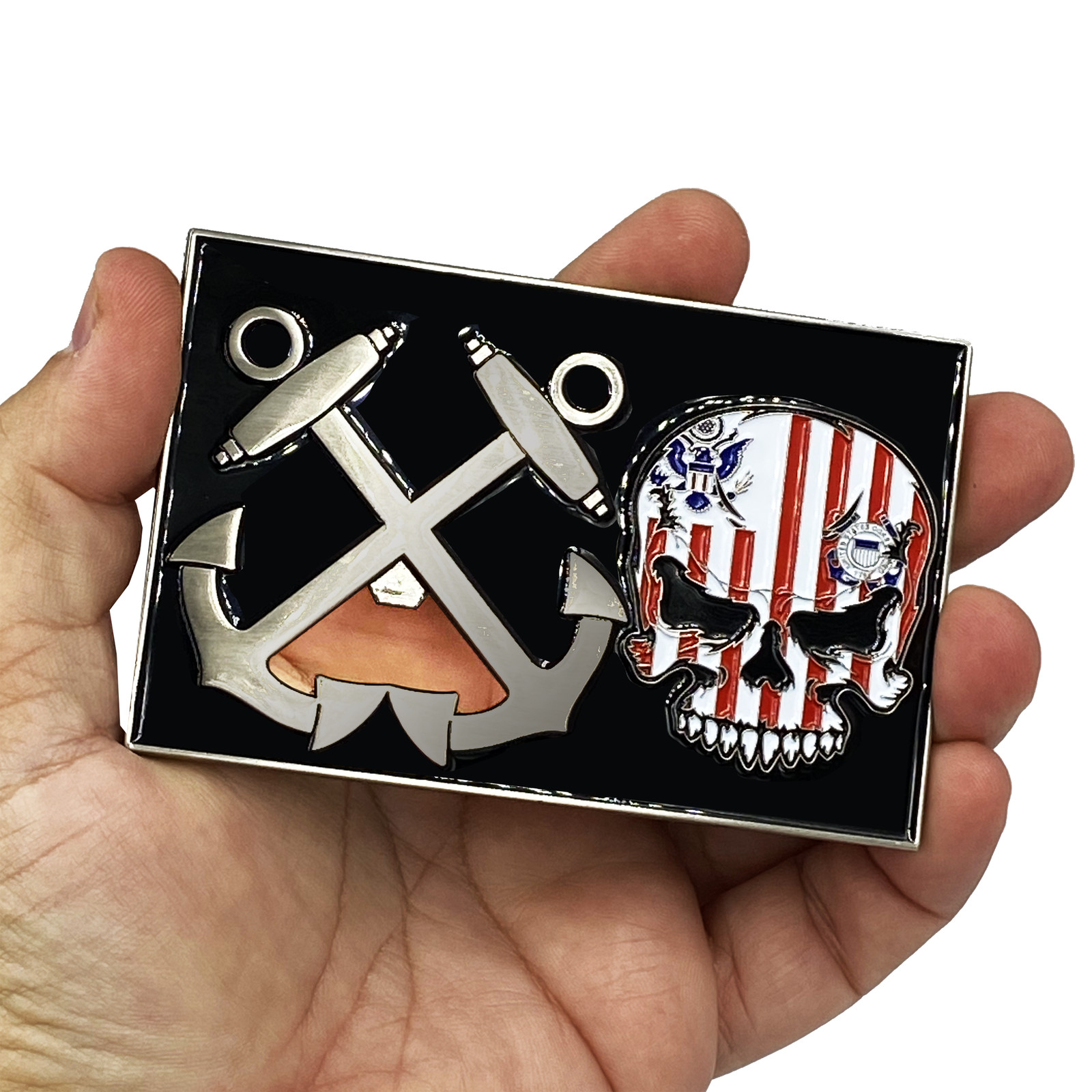 G-020 Huge 4 inch Coast Guard Flag Bottle Opener Challenge Coin Coastie Boatswai