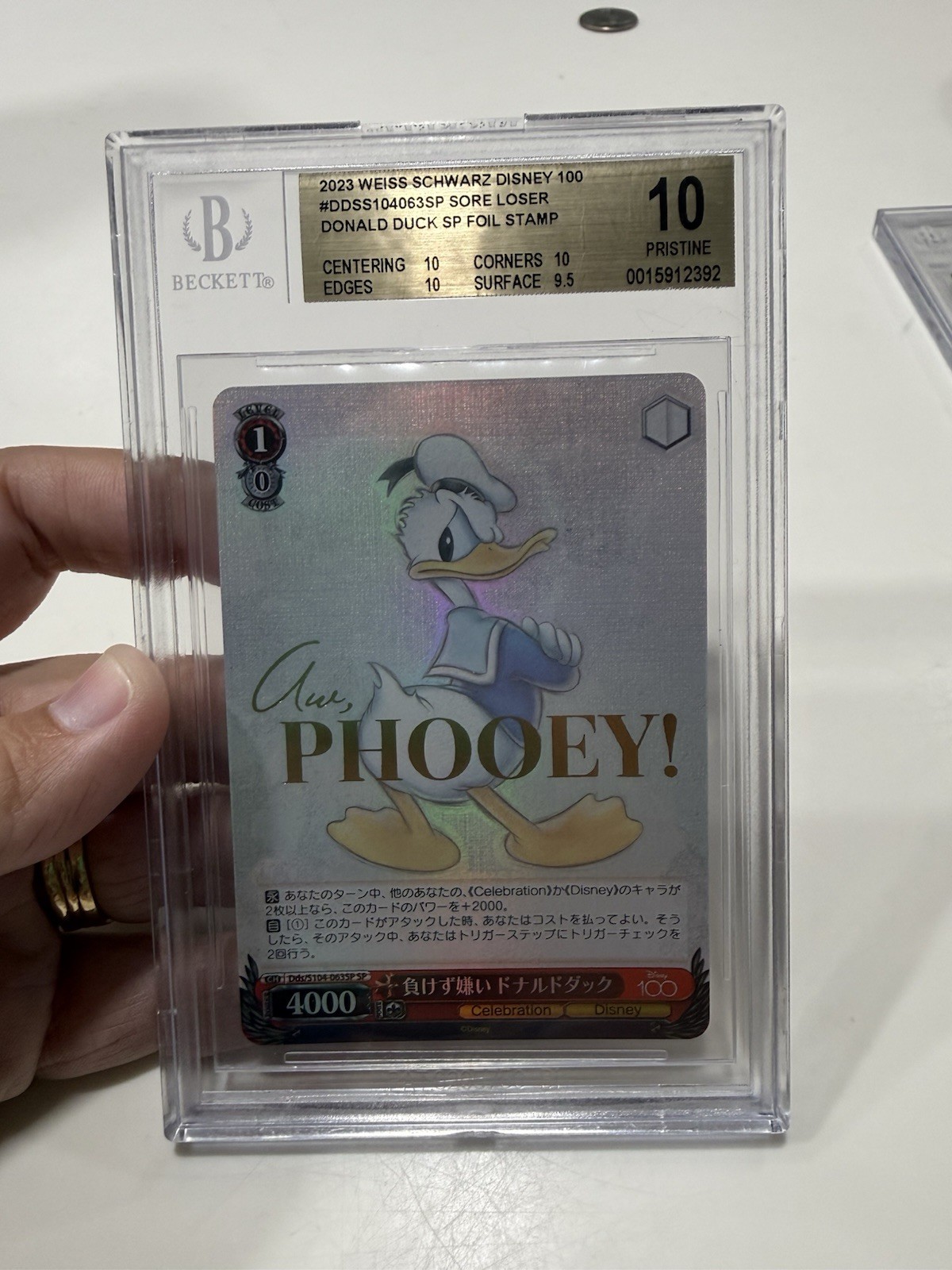 Weiss Schwarz 2023 Disney 100 Donald Duck SP Foil Stamp Sore Loser BGS 10