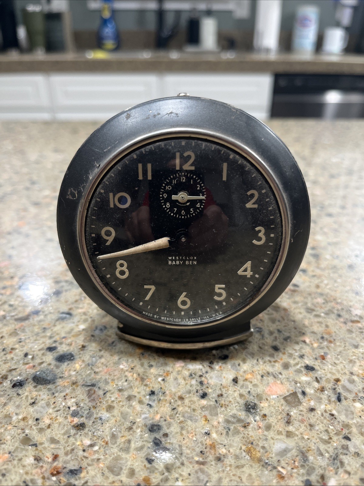 Vintage Westclox Baby Ben Style 6 Alarm Clock Black Gunmetal Luminous Working