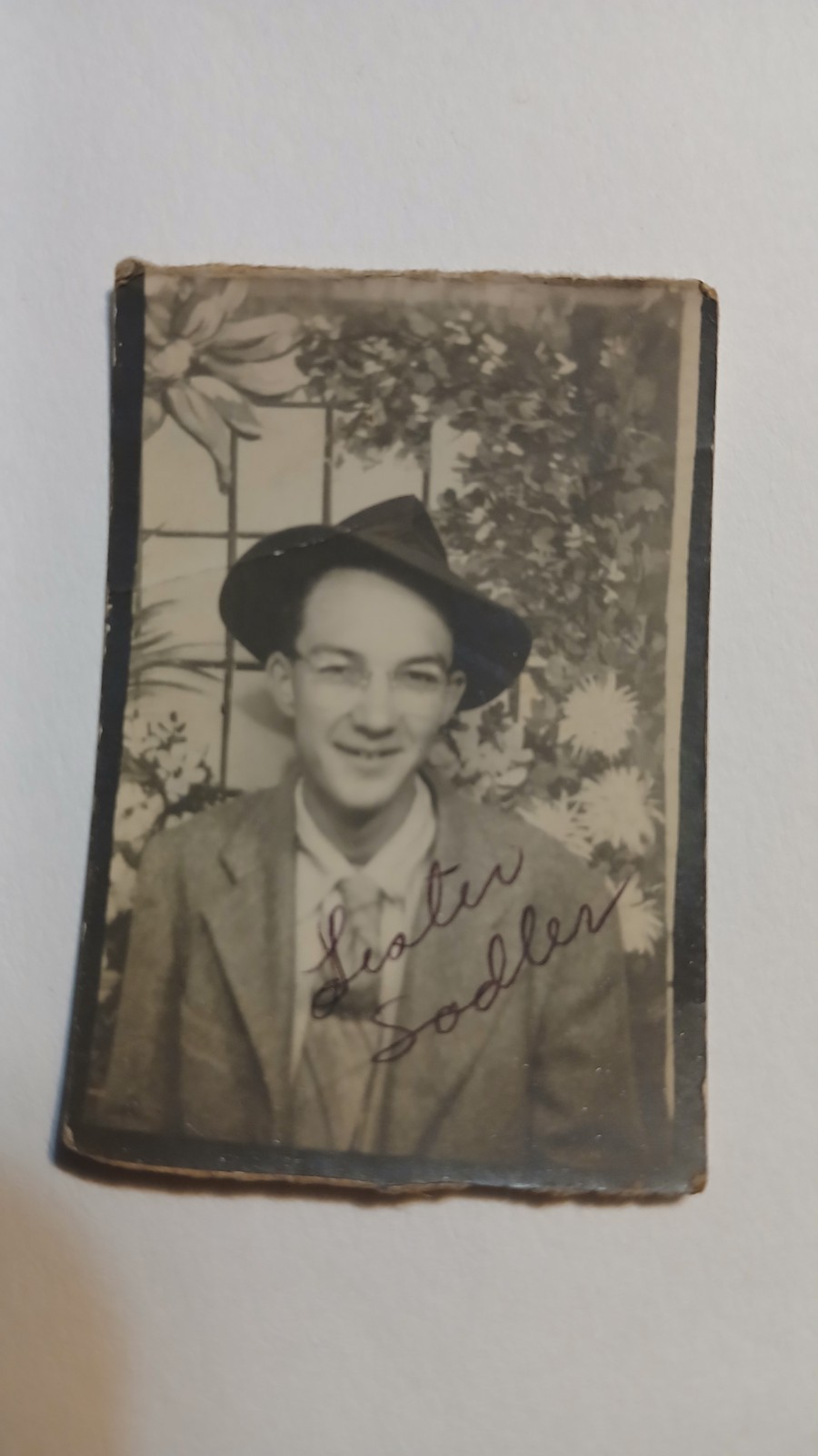 1940s Photo Booth Snapshot Fedora Man Lester Saddler Charleston SC 1940s Photo Booth Snapshot Fedora Man Lester Saddler Charleston SC