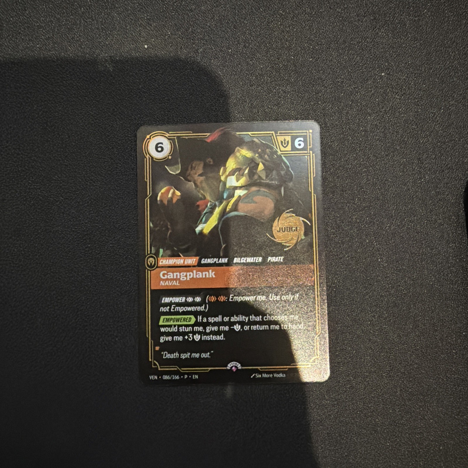 Riftbound TCG Gangplank Naval JUDGE PROMO Card VEN 086/166 English Rare