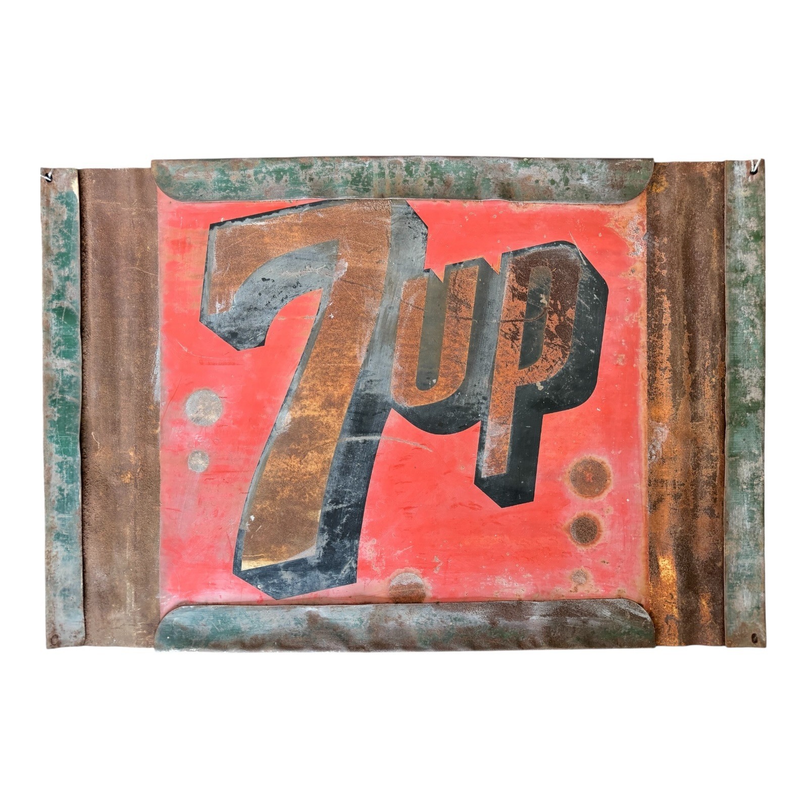 Vintage 7UP Soda Pop Advertising Tin Trade Sign - Hanging Wall Decor Vintage 7UP Soda Pop Advertising Tin Trade Sign - Hanging Wall Decor