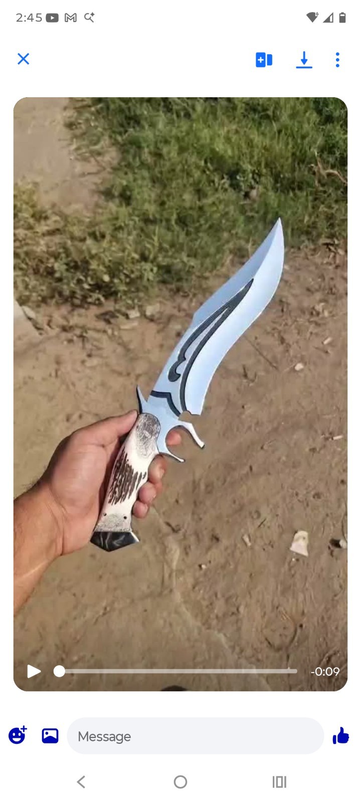Bowie Knife With Antler Handle Hand Forged German Stainless Steel