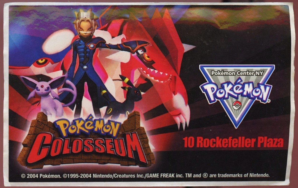 2004 Pokemon Center New York City Pokemon Colossseum Promo Sticker PCNY