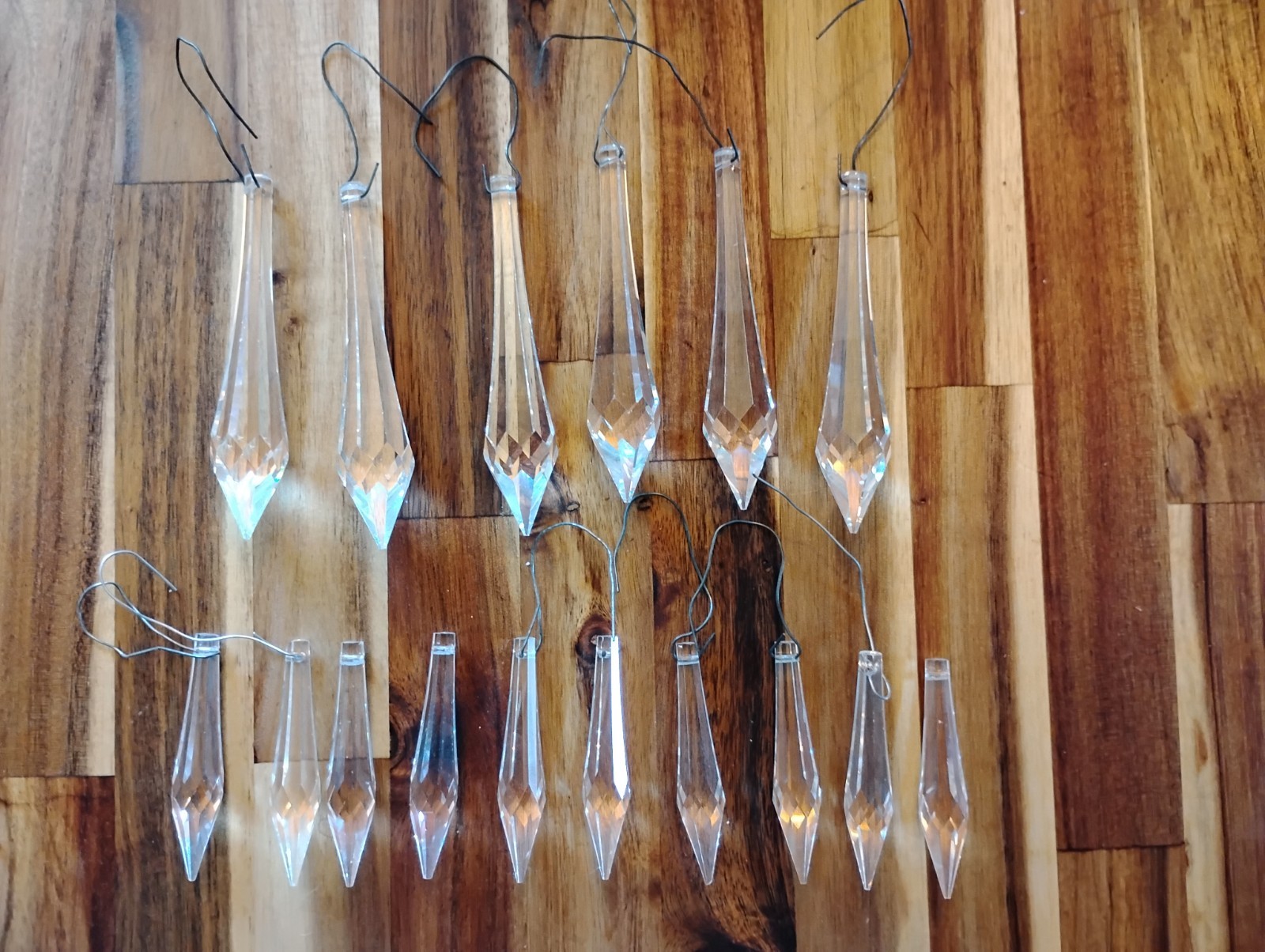 Gorgeous Lot of 16 Vintage Crystal Glass Prisms Chandelier Christmas Ornaments 