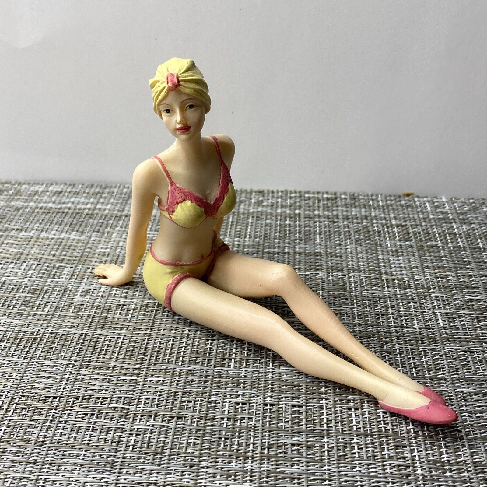 WMG2007 Bathing Beauty Figurine Shelf Sitter Pink  Yellow Swim Suit