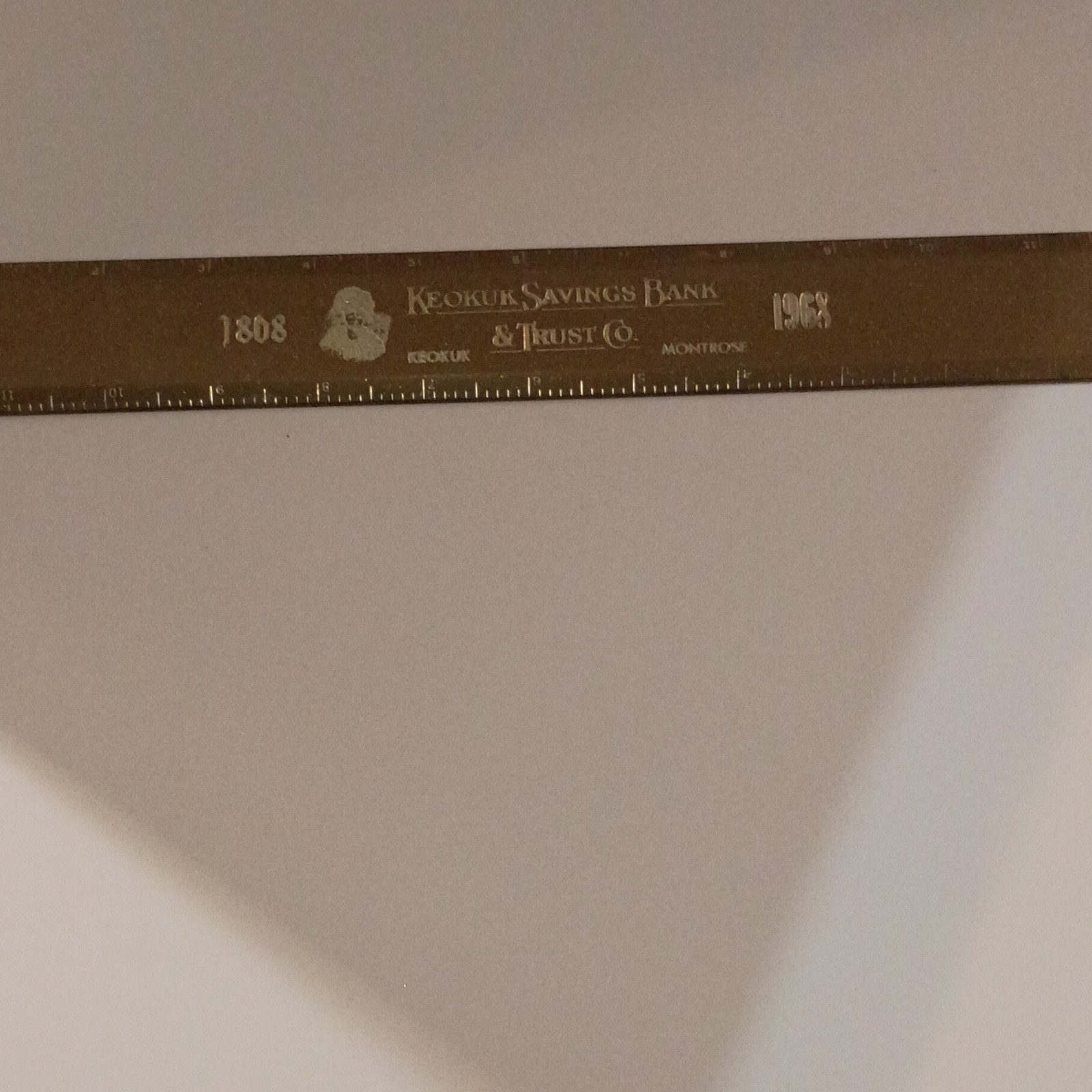 Keokuk Savings Bank & Trust Co. Advertising Ruler 1968 Brown Gold Ephemera