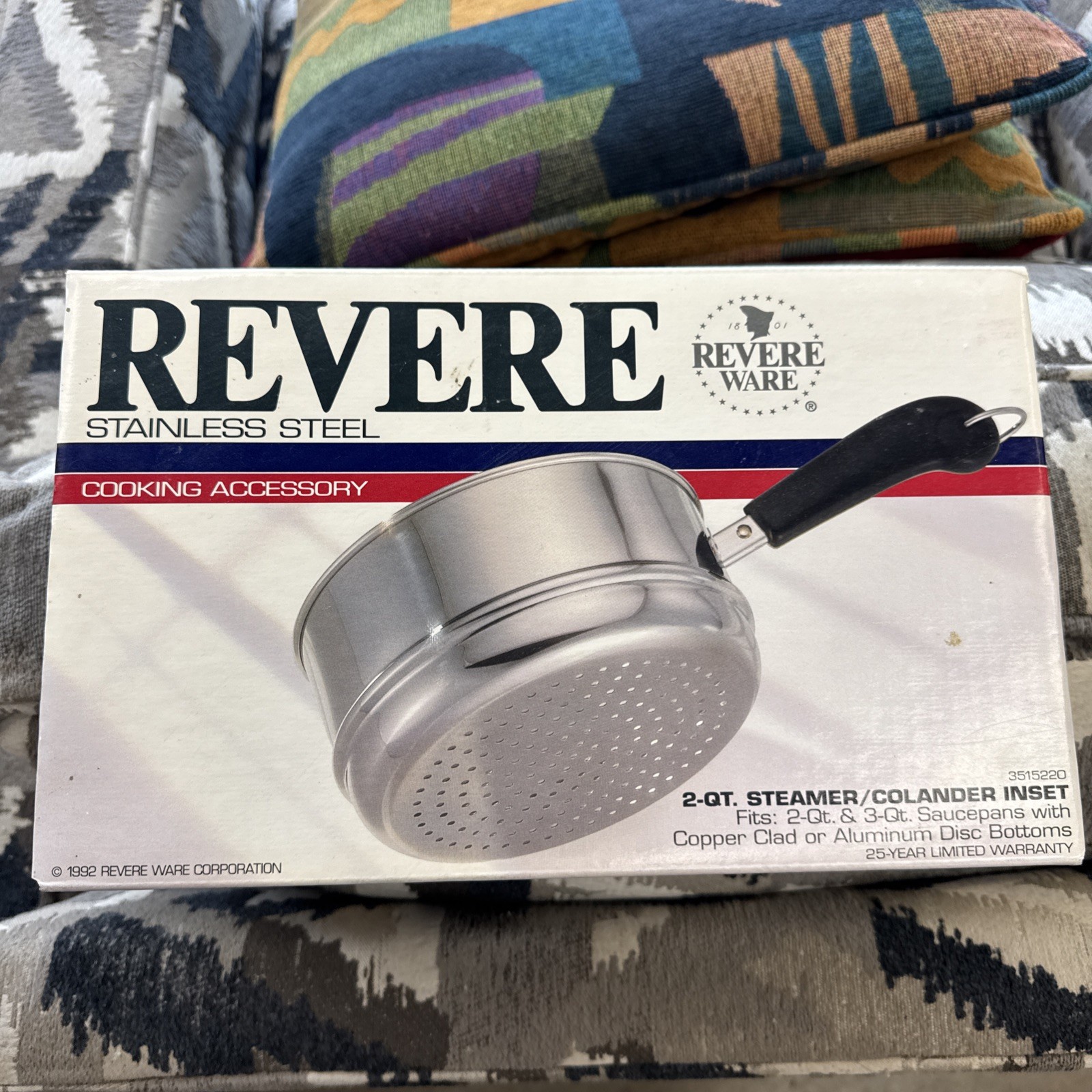 NEW NOS SEALED Revere Ware Fits 2 & 3Qt Stainless Steel Steamer/Colander Insert NEW NOS SEALED Revere Ware Fits 2 & 3Qt Stainless Steel Steamer/Colander Insert