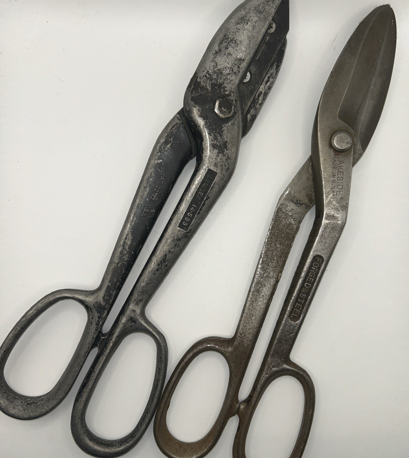 2 Vtg Lakeside & Stanley Tools 12” Shears Forged Steel, Industrial Aluminum,