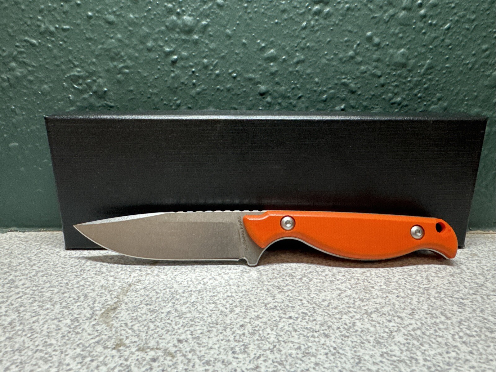 CUSTOM BURNING PINES EDC HUNTNG CAMPING FISHING KNIFE Orange D2