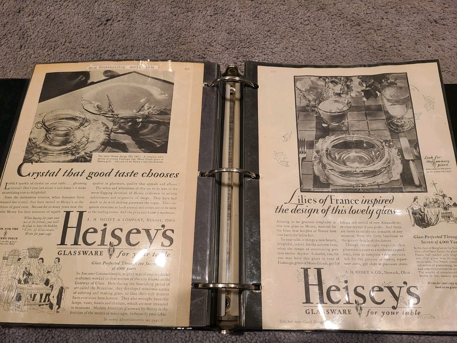 HEISEY\'S Crystal Glassware 1930 Magazine Ad Lot 2 Newark, OH 