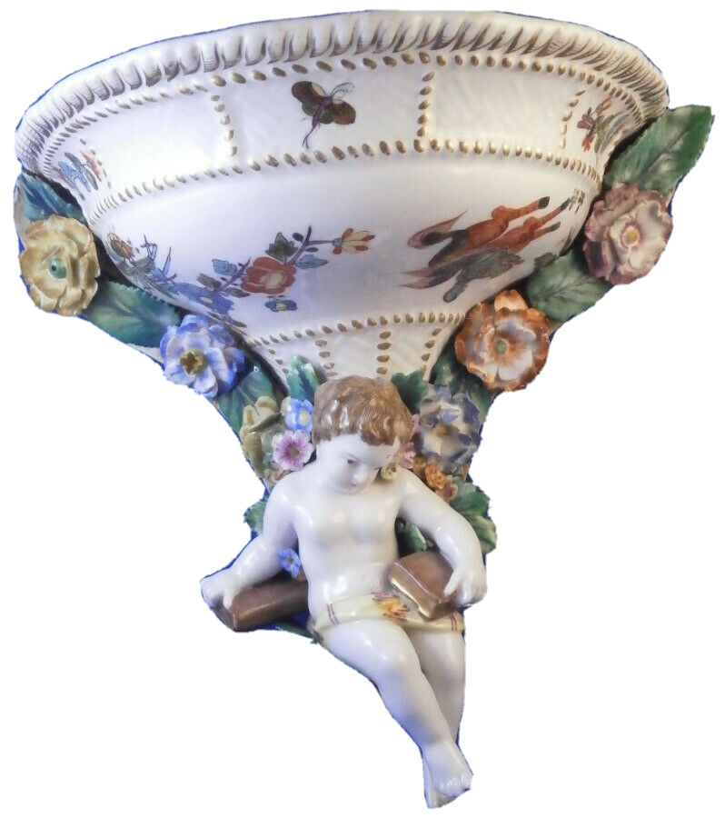 Antique 18th & 19thC Meissen & Dresden Combo Porcelain Wall Shelf Unit Porzellan Antique 18th & 19thC Meissen & Dresden Combo Porcelain Wall Shelf Unit Porzellan