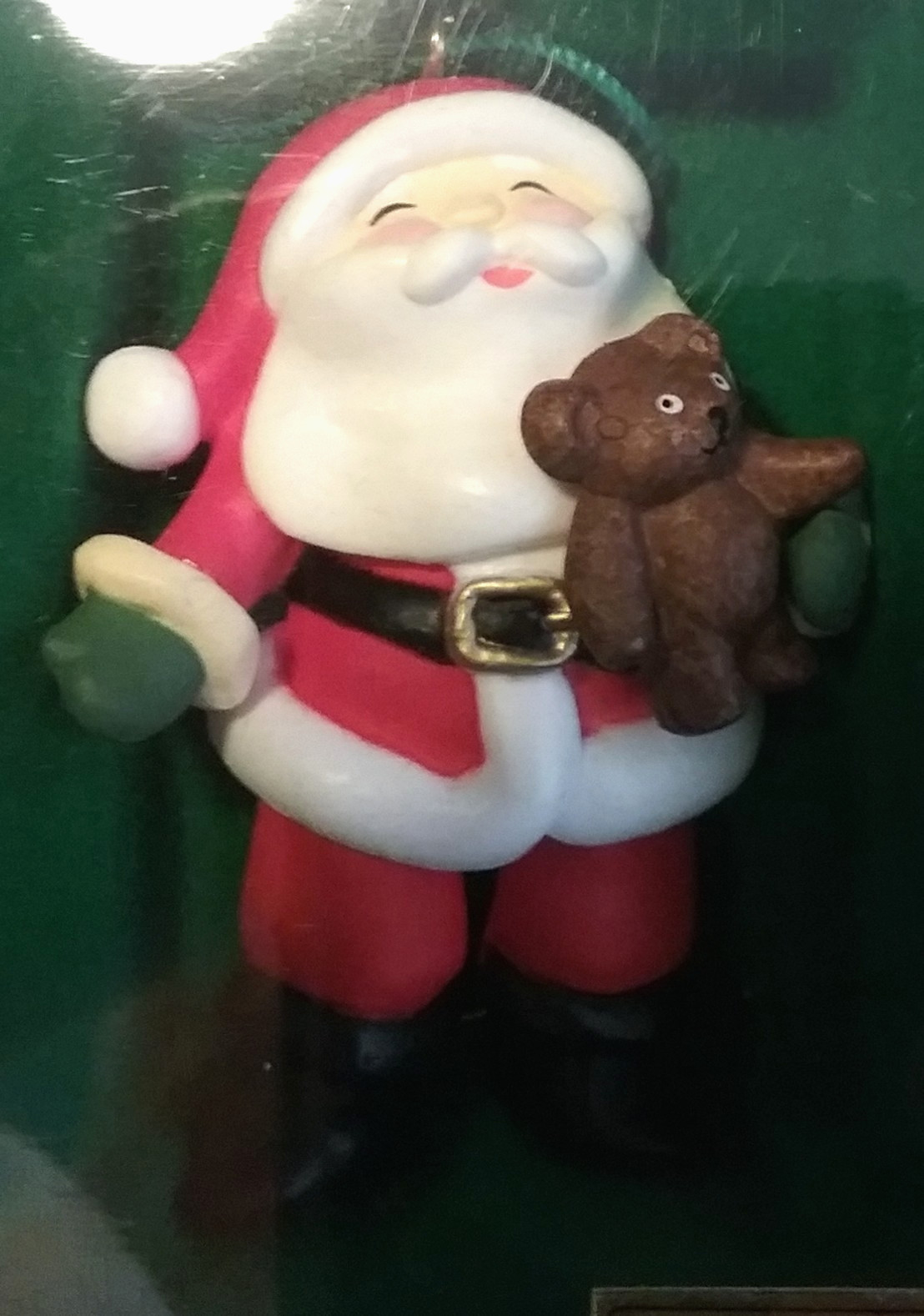 Russ Christmas Collectibles Santa Clause with Teddy Bear Ornament in Orig Box Russ Christmas Collectibles Santa Clause with Teddy Bear Ornament in Orig Box
