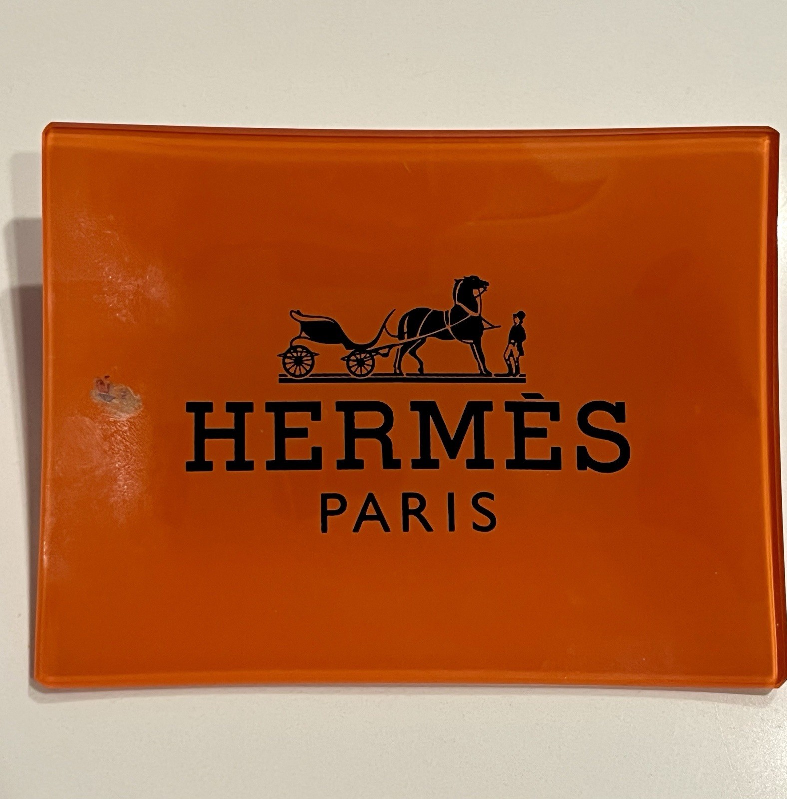 Vintage Hermes Paris Glass Trinket Tray