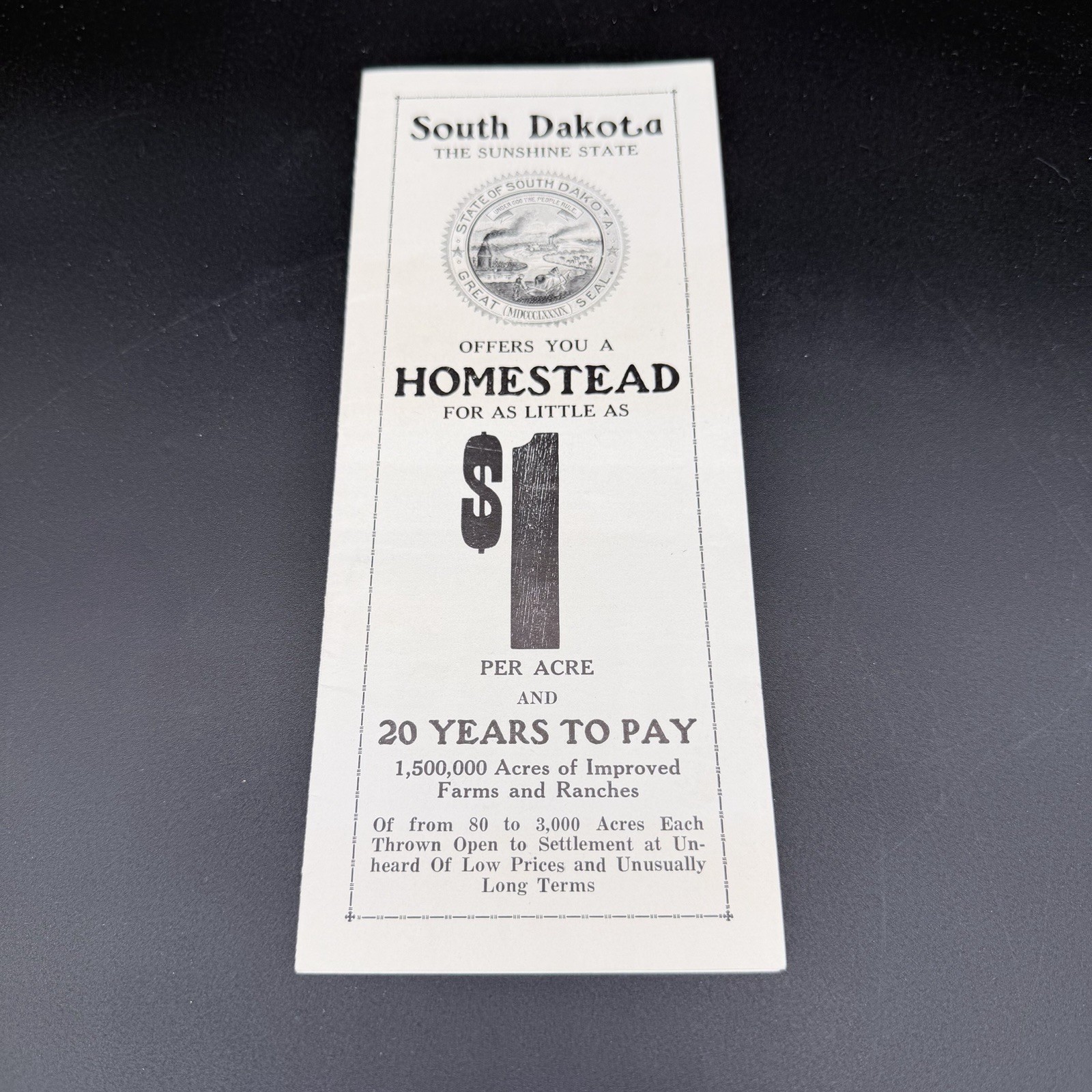 1933 South Dakota Homestead Pamphlet For As Little As $ 1 Acre 20 Yrs To Pay 1933 South Dakota Homestead Pamphlet For As Little As $ 1 Acre 20 Yrs To Pay