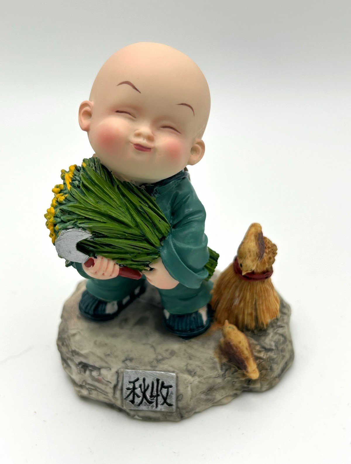 Vintage Ceramic Shaolin Monk Farmer Statue Figurine