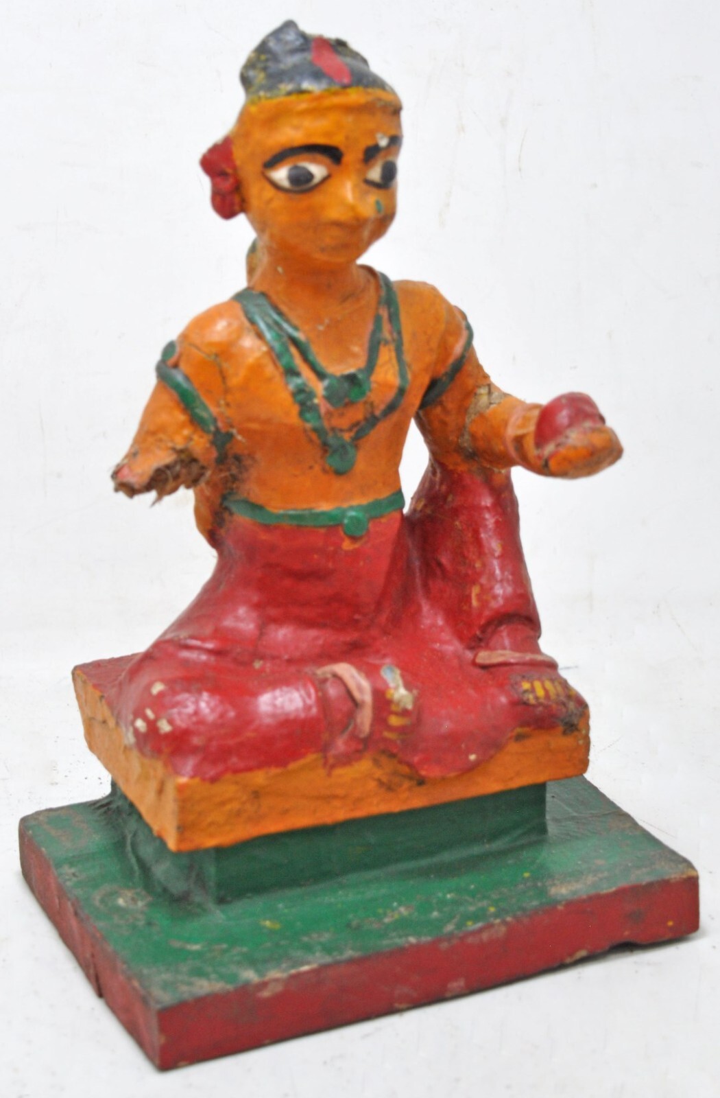 Antique Papier Mache Goddess Parwati Idol Figurine Original Hand Crafted Painted