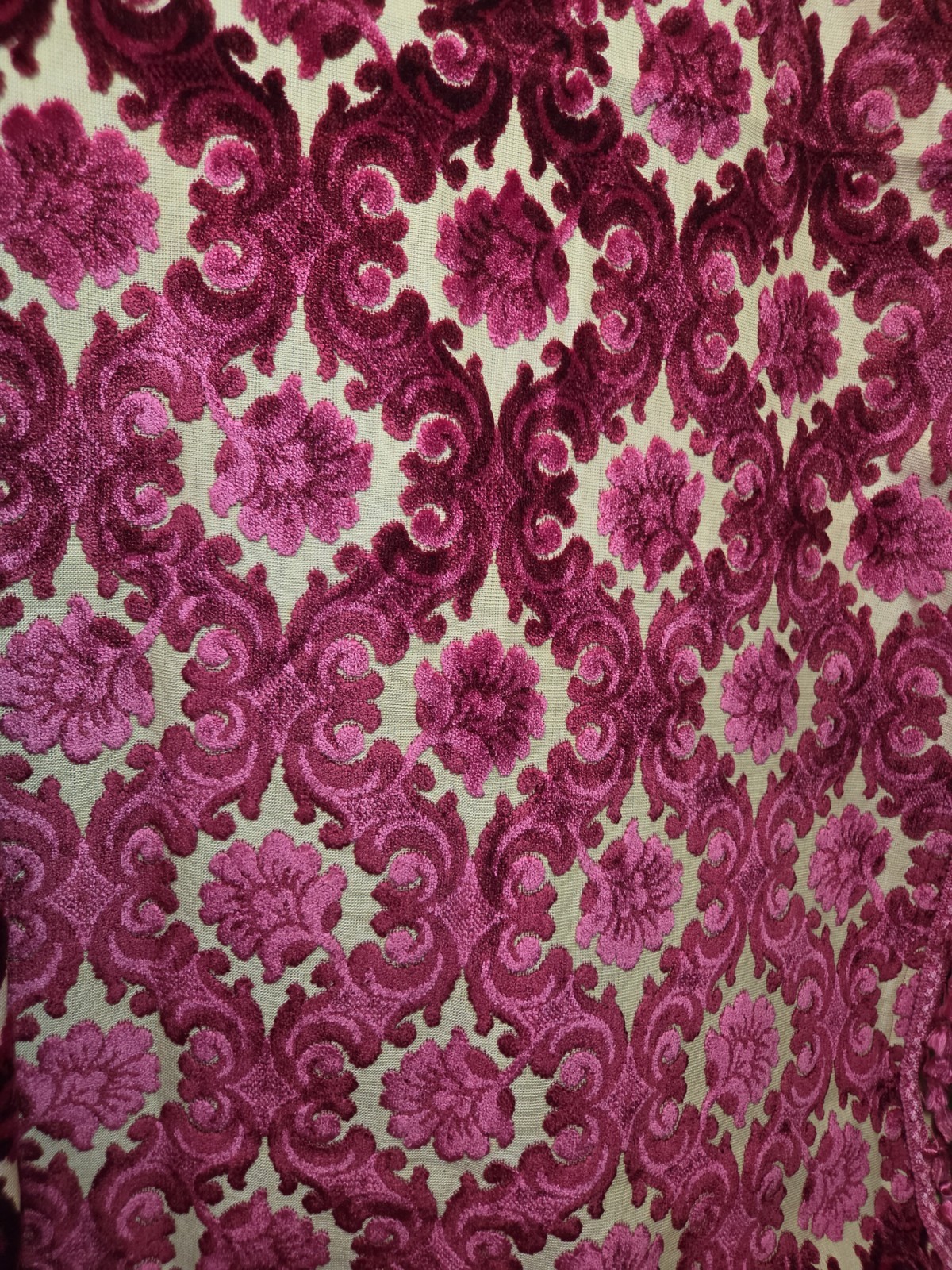 VTG 1950s Jacquard Cut Velvet Upholstery Fabric PINK Raised Pile -54 VTG 1950s Jacquard Cut Velvet Upholstery Fabric PINK Raised Pile -54