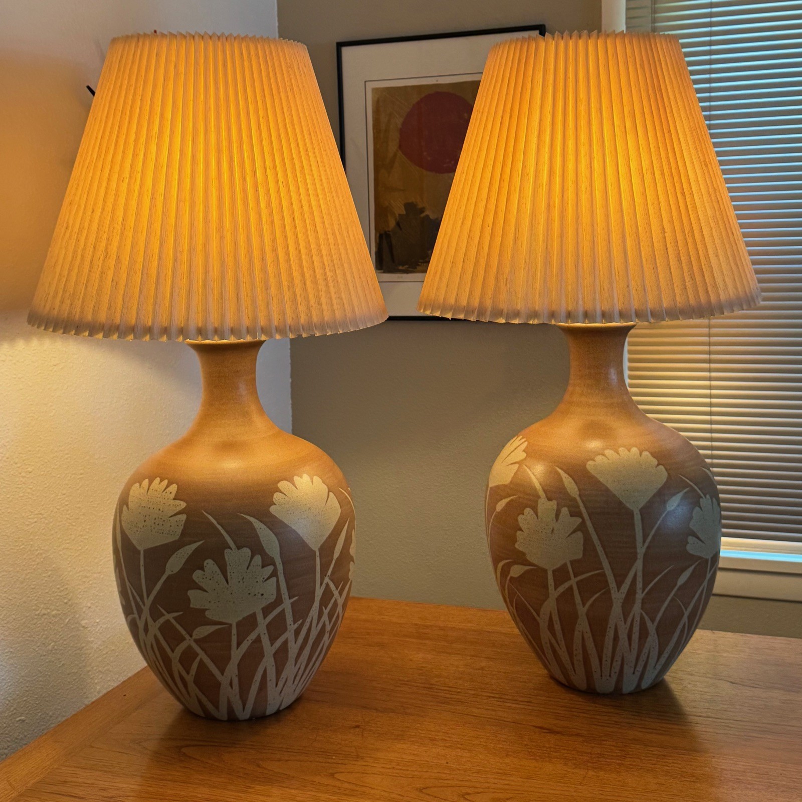 RARE Pair VTG Monumental Mid Century Modern Italian Ceramic Lamps Alvino Bagni