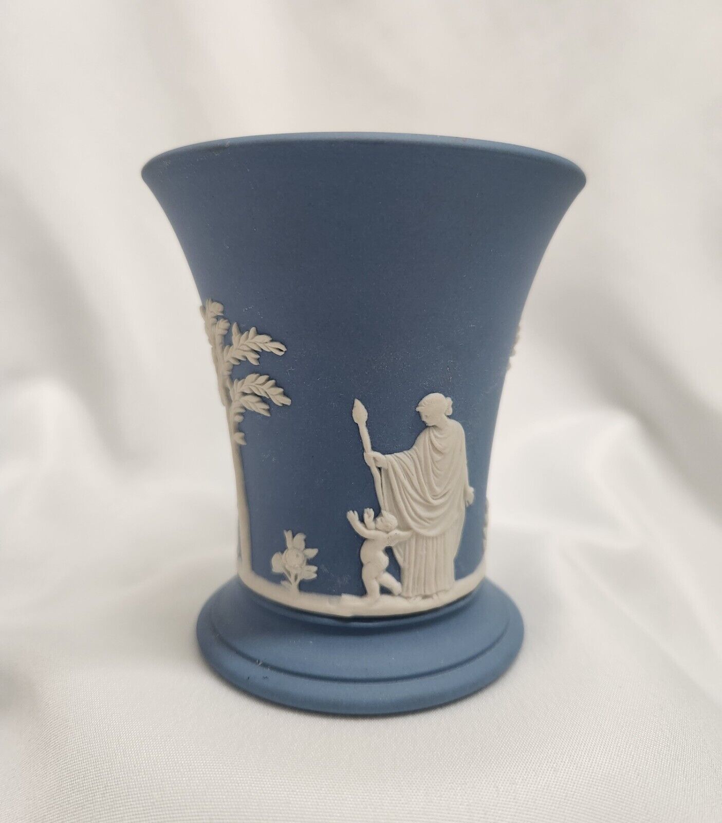 Wedgwood Jasperware Blue Vase Vintage - Excellent To Mint Condition 