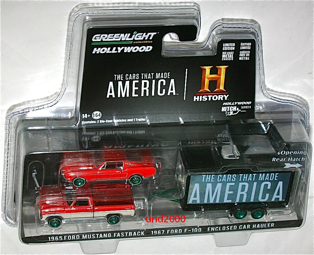 Rare Greenlight 1/64 1965 Ford Mustang Fastback & F-100 Hitch & Tow 14Y+ JAPAN