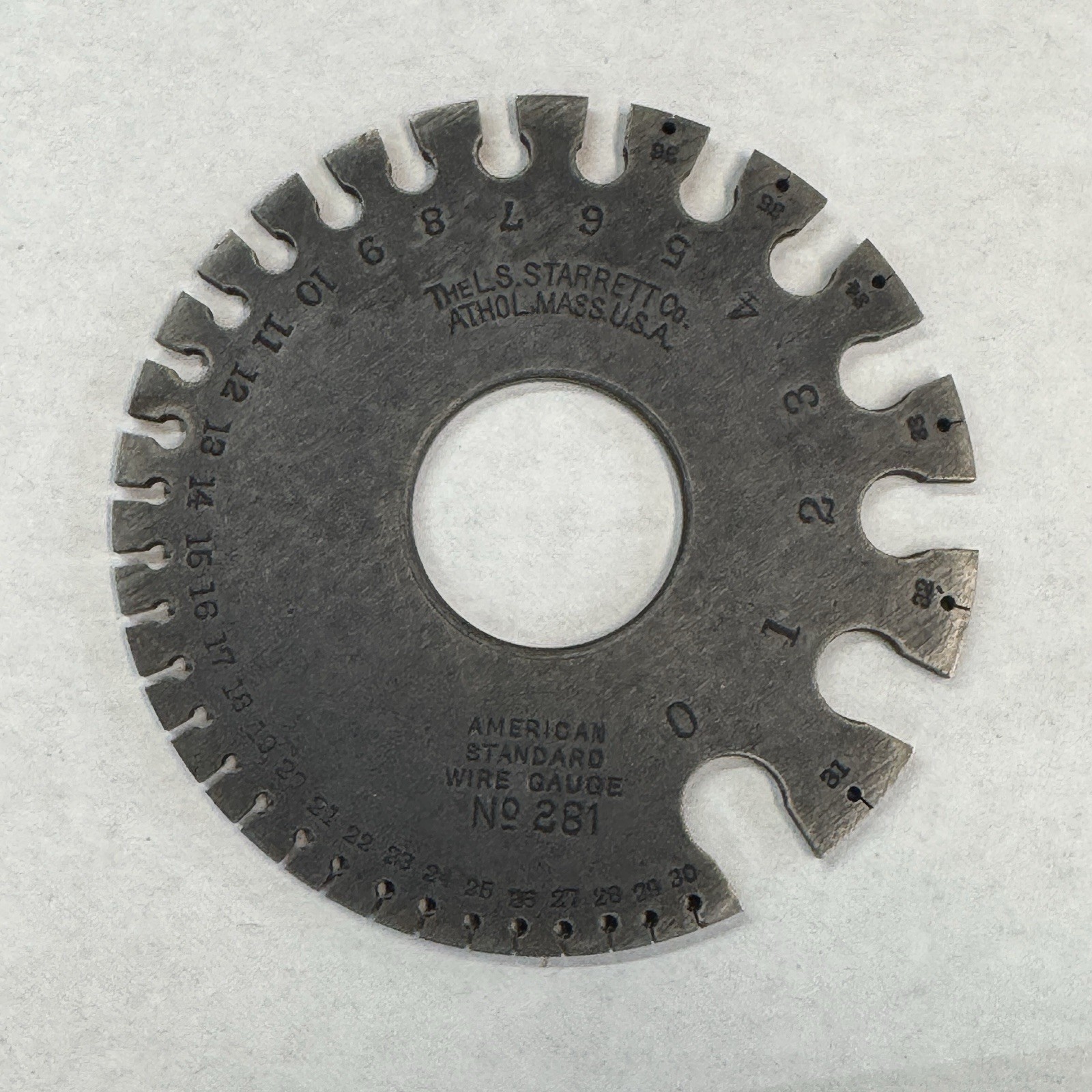 Vintage L.S. Starrett No. 281 American Standard Wire Gauge Athol Mass USA