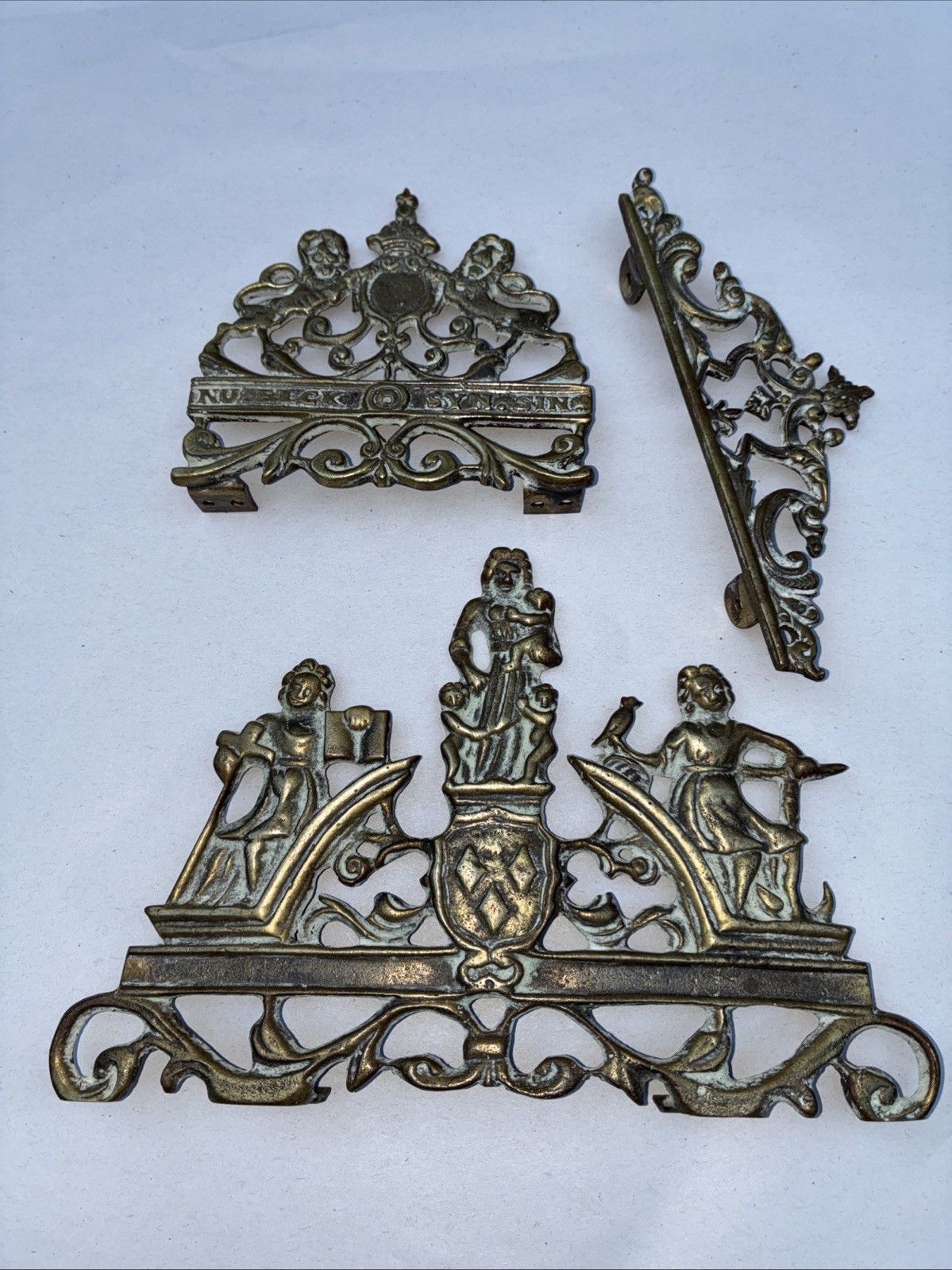 1960s Dutch Zaanse Zaandam Clock Brass Parts Fret Crest Ornament Nu Elck Syn Sin