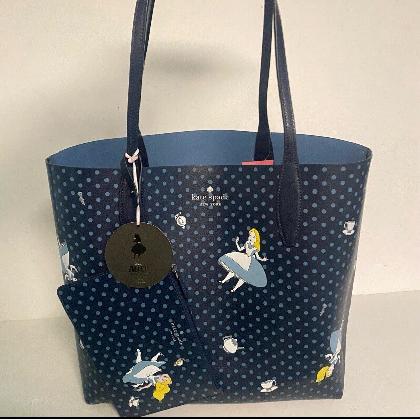 Kate Spade Disney Alice in Wonderland Large Reversible Tote Bag w/ Wristlet NEW Kate Spade Disney Alice in Wonderland Large Reversible Tote Bag w/ Wristlet NEW