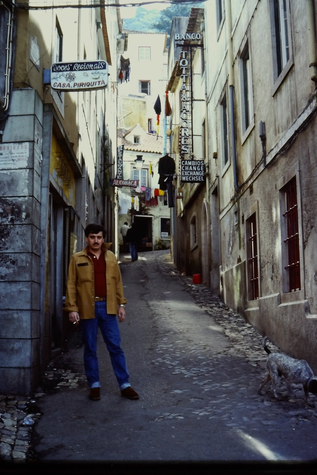 c1970's Kodachrome 35mm Slide Casa Piriquita Sintra Portugal Alleyway Man red c1970's Kodachrome 35mm Slide Casa Piriquita Sintra Portugal Alleyway Man red