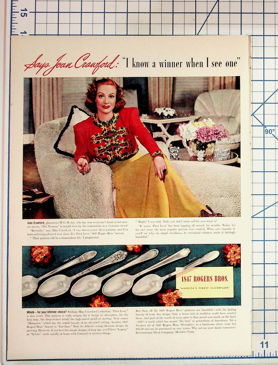 Joan Crawford 1940s 1847 Rogers Bros Silverplate Magazine Ad Ephemera Joan Crawford 1940s 1847 Rogers Bros Silverplate Magazine Ad Ephemera