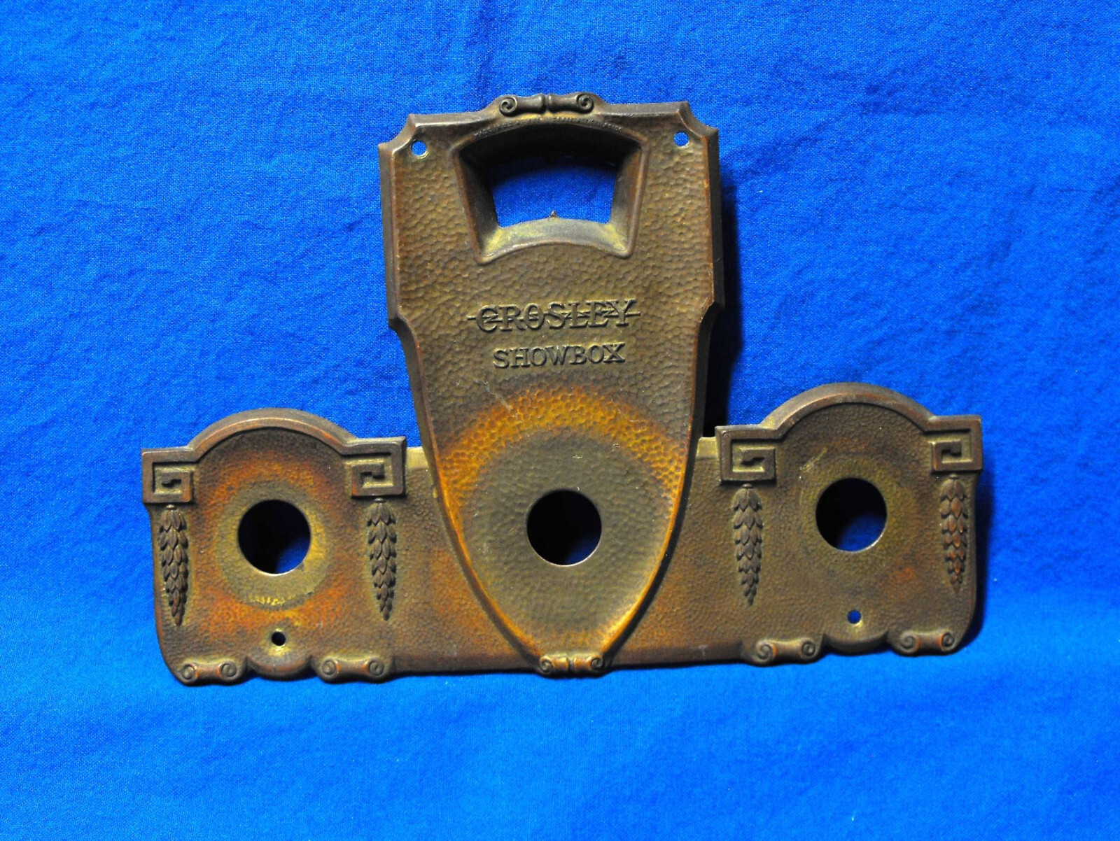 Vintage Crosley Showbox Tube Radio Front Panel Face Plate Brass Metal Bezel Part