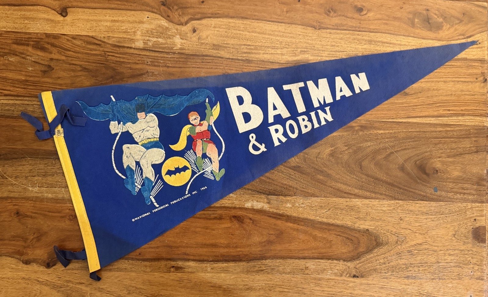 Vintage 1966 Batman & Robin Felt Pennant Blue Full Size National Periodical DC