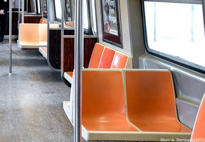 MTA NYC Subway R46 Subway Car Orange Double Bucket Seat - SEE PHOTOS