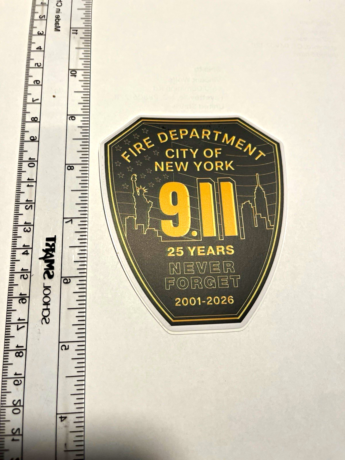 Fire Department City of New York 9/11 25 Years Never Forget decal 2001-2026