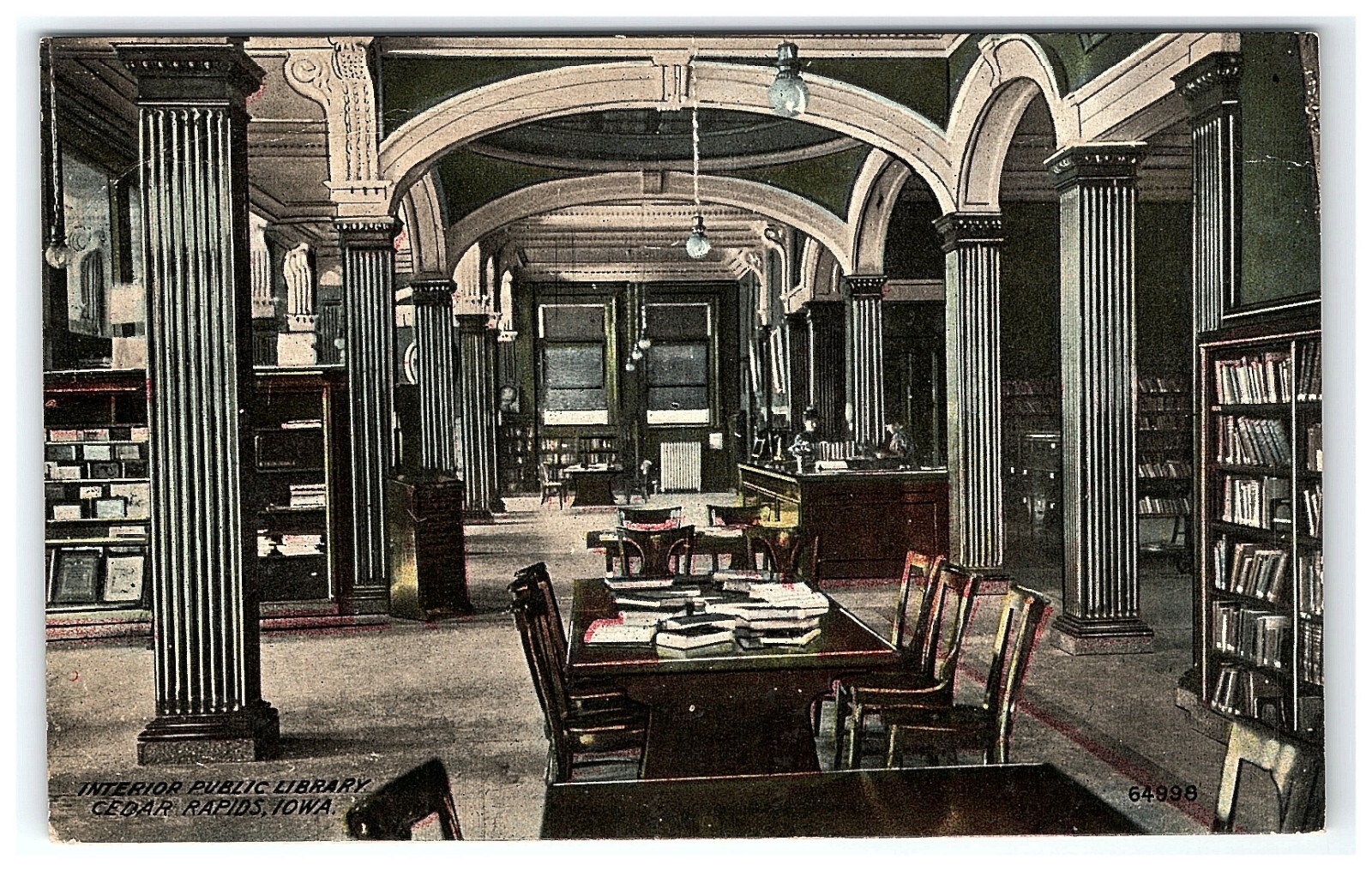 c1907-15 Interior Public Library Cedar Rapids Iowa Postcard c1907-15 Interior Public Library Cedar Rapids Iowa Postcard
