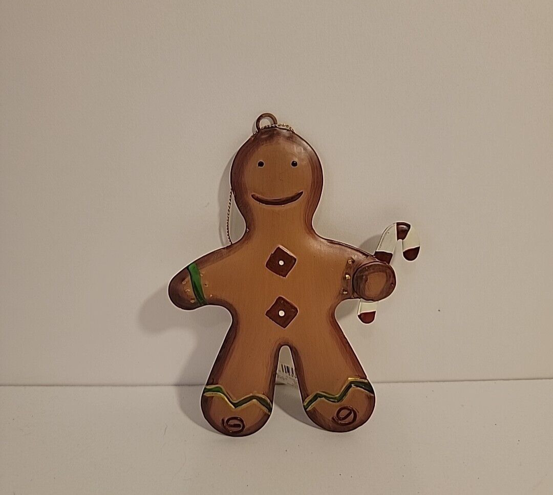 Russ Berrie Tin Metal Gingerbread Man Christmas Ornament 5\