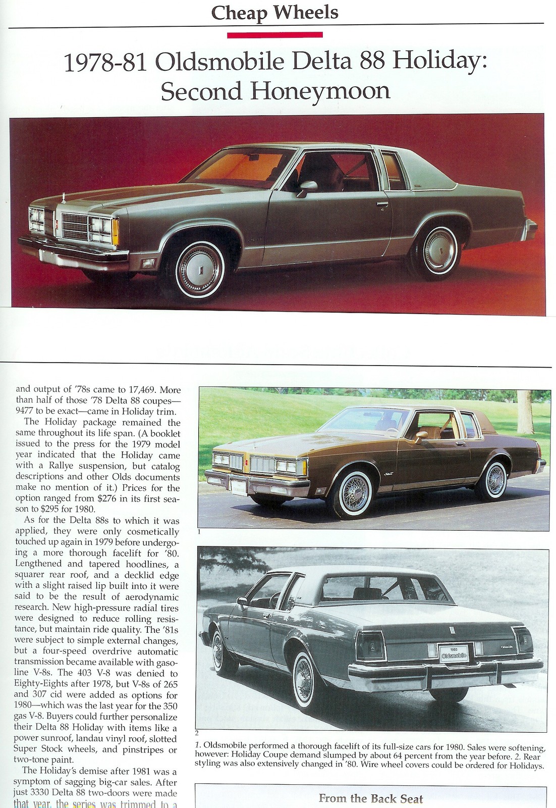 1978 1979 1980 1981 OLDSMOBILE DELTA 88 HOLIDAY 3 pg Color Article 1978 1979 1980 1981 OLDSMOBILE DELTA 88 HOLIDAY 3 pg Color Article