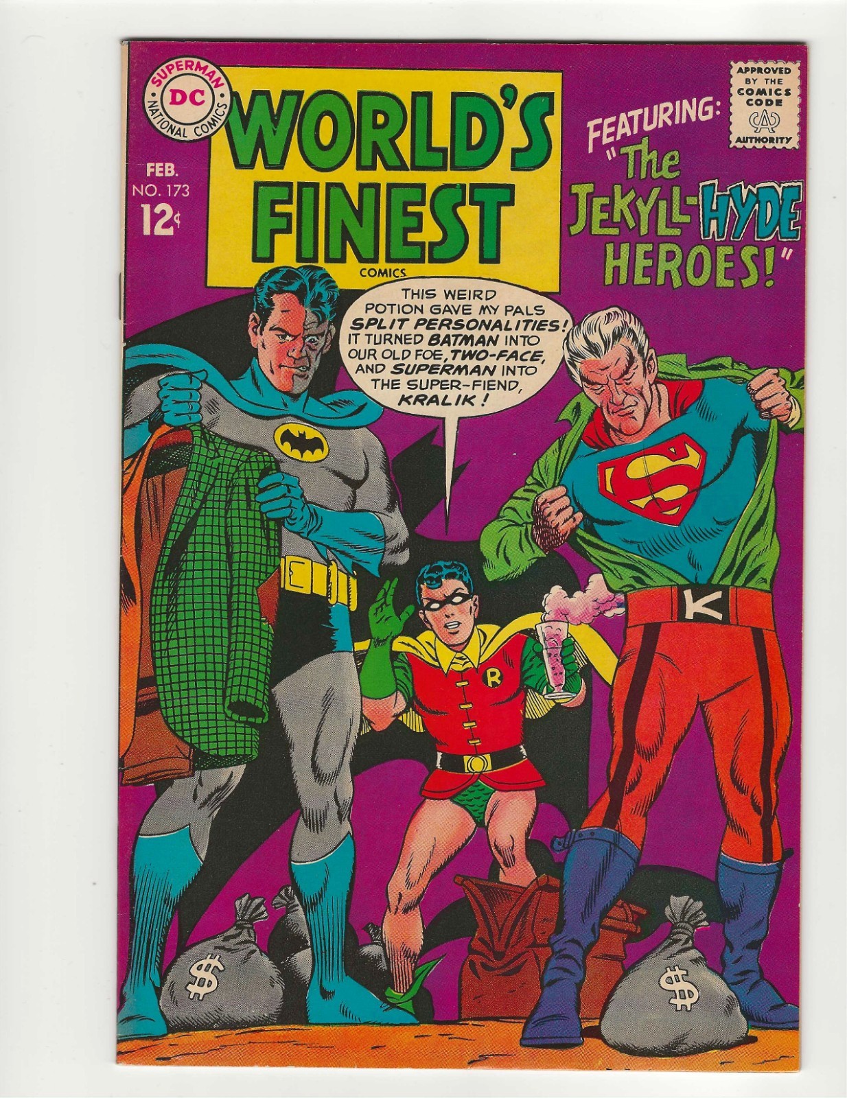 WORLD'S FINEST # 173 BATMAN SUPERMAN (1st SILVER AGE TWO-FACE) ROBIN KRYPTON NM