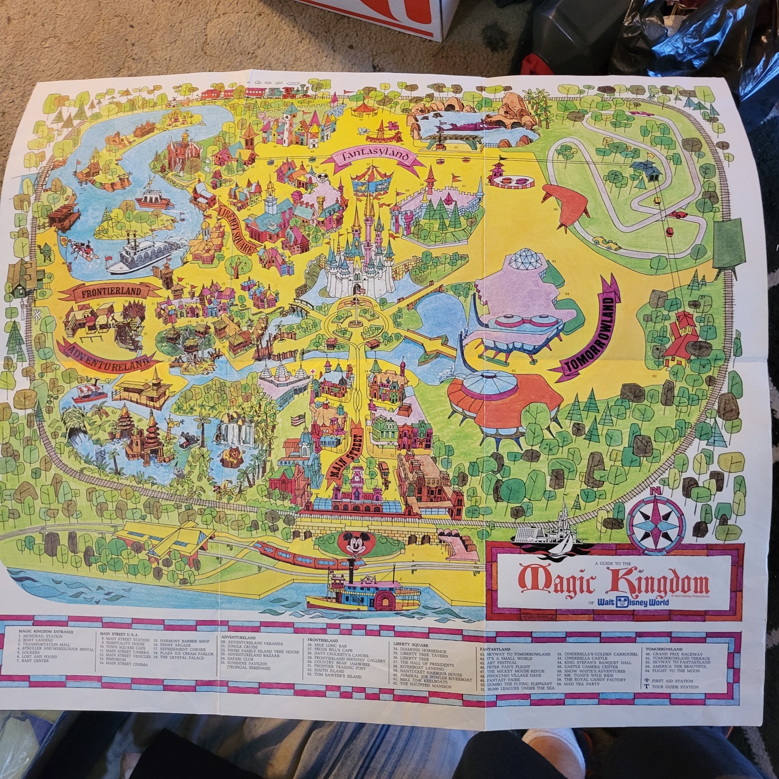 Original 1971 Walt Disney World Guide to the Magic Kingdom Souvenir Fun Map