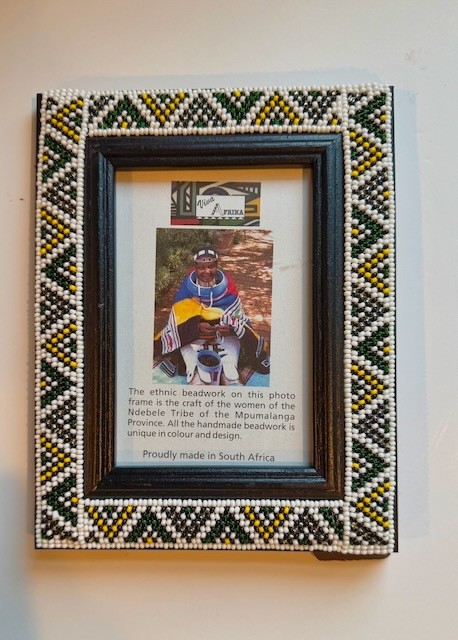 Handmade South African Ndebele Beaded Picture Frame Fair Trade Folk Art 5 x 7
