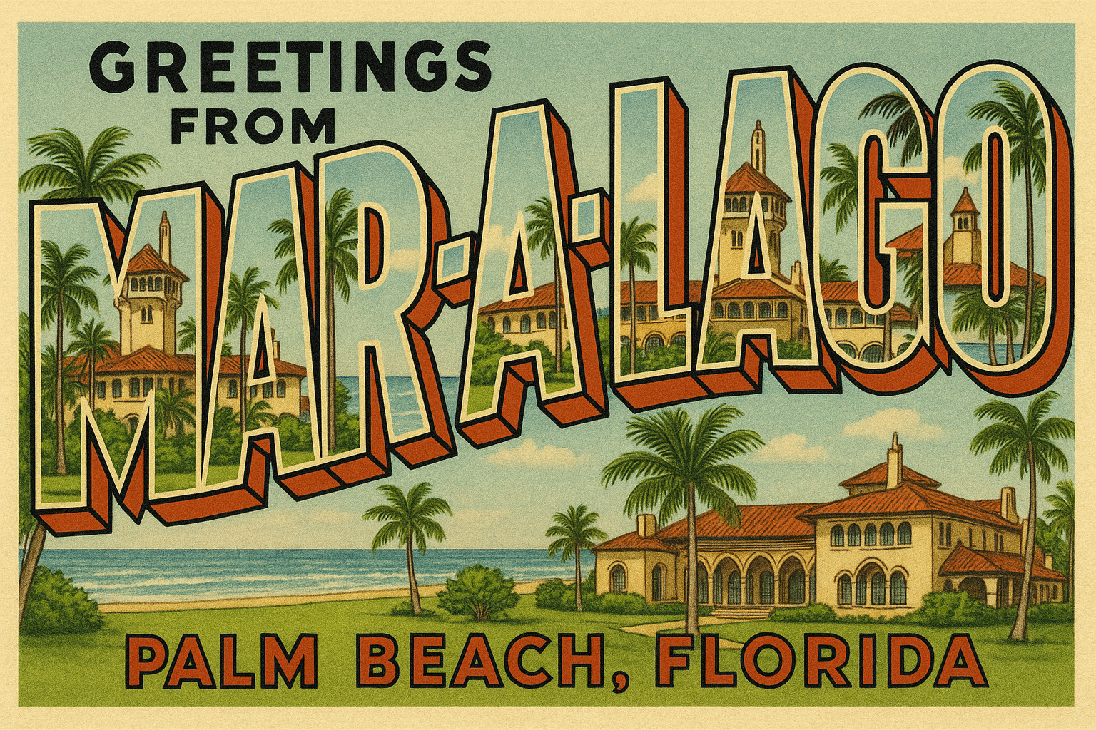 a461 Mar-A-Lago, Palm Beach, FL Vintage Travel Postcard Refrigerator Magnet