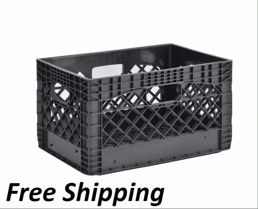 Juggernaut Storage 24QT Plastic Heavy-Duty Milk Crate, Black Juggernaut Storage 24QT Plastic Heavy-Duty Milk Crate, Black