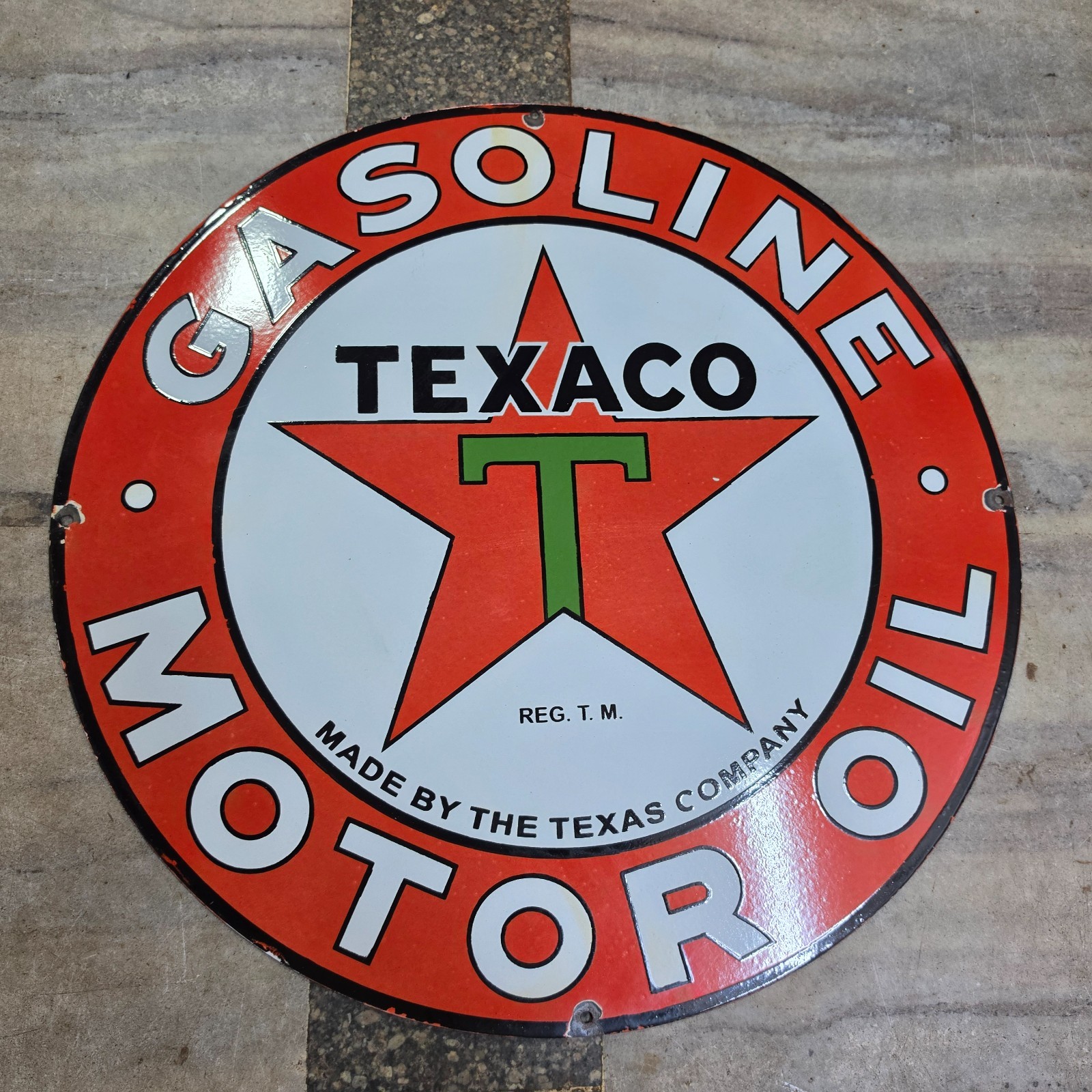 TEXACO GASOLINE PORCELAIN ENAMEL SIGN 29 X 29 INCHES